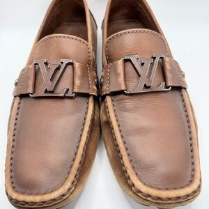 Louis Vuitton Tan Brown Leather Men's LV Bit Loafers